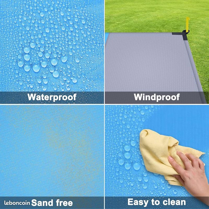 Tapis de plage XXL OUGEP – neuf - Imperméable & anti-sable – 200×230 cm 🌊 (image 9)