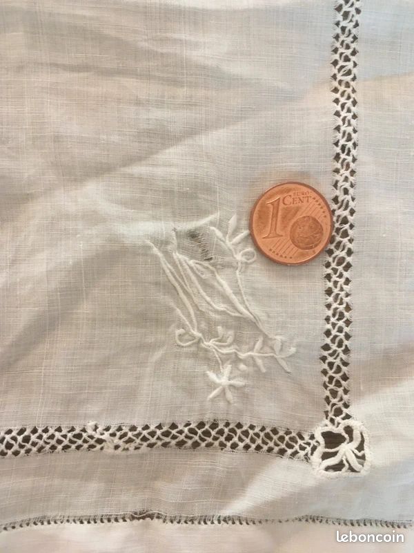 Ancien mouchoir brodé, monogramme (image 4)