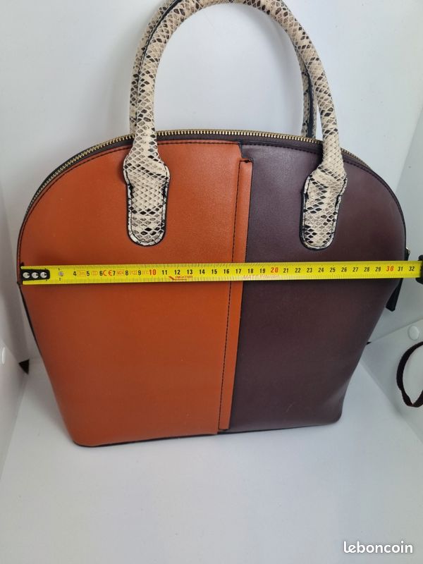 Sac à main M&S Collection marron cognac anses effet serpent (image 7)