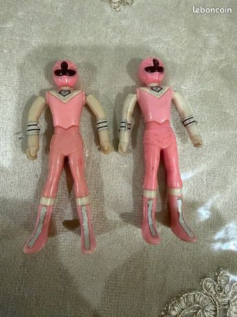 Lot De 2 Figurines Bioman 2 Maskman Bandai 1987 - Force Noire Et Rose