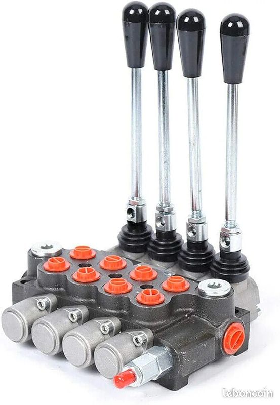 Vanne hydraulique, 4Spool 40 L/min, vanne à levier manuel, vanne de commande, levier d'actionnement, vanne directionnelle hydraulique, valve multivoies (image 1)
