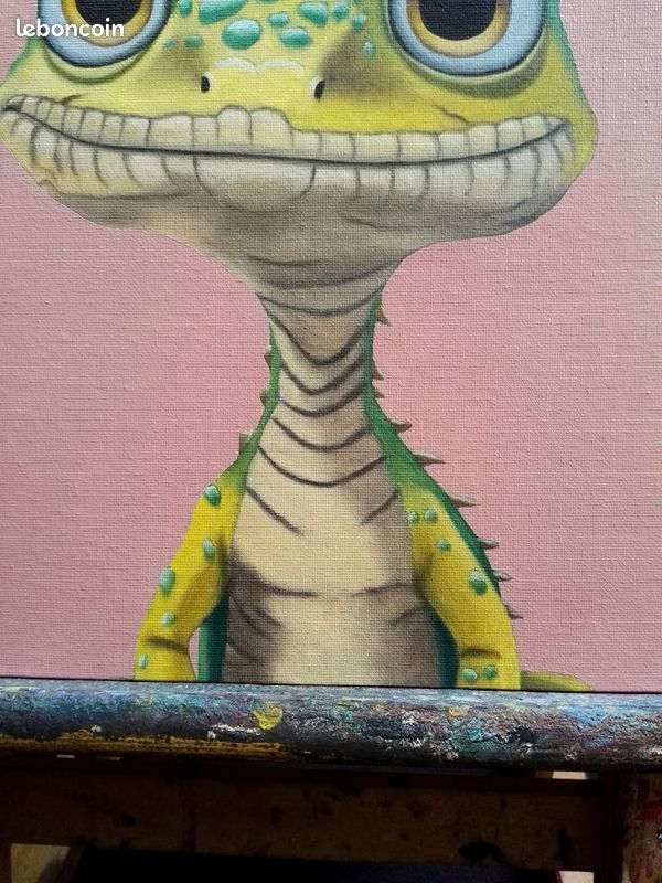 Peinture, caricature animaliere, huile sur toile format 24/30 cm (image 4)