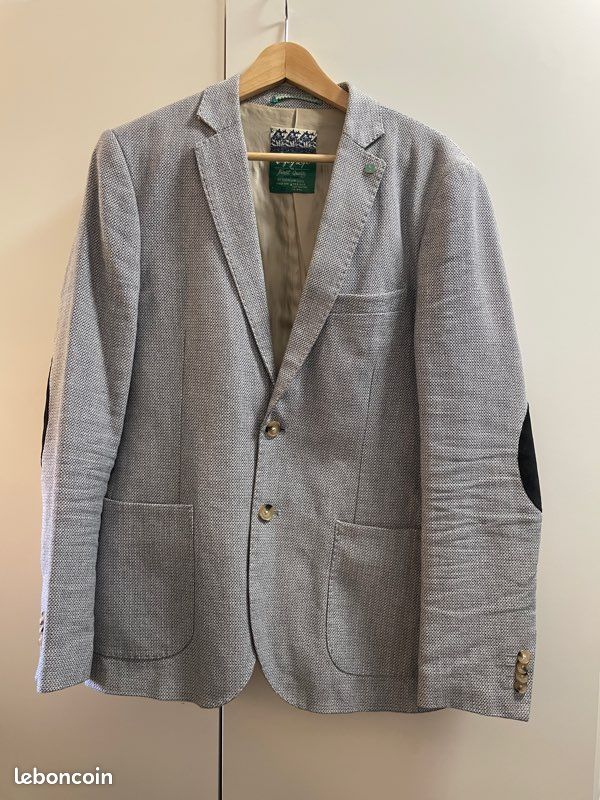 Veste blazer bleu ciel avec coudière bleu marine Scotch Soda