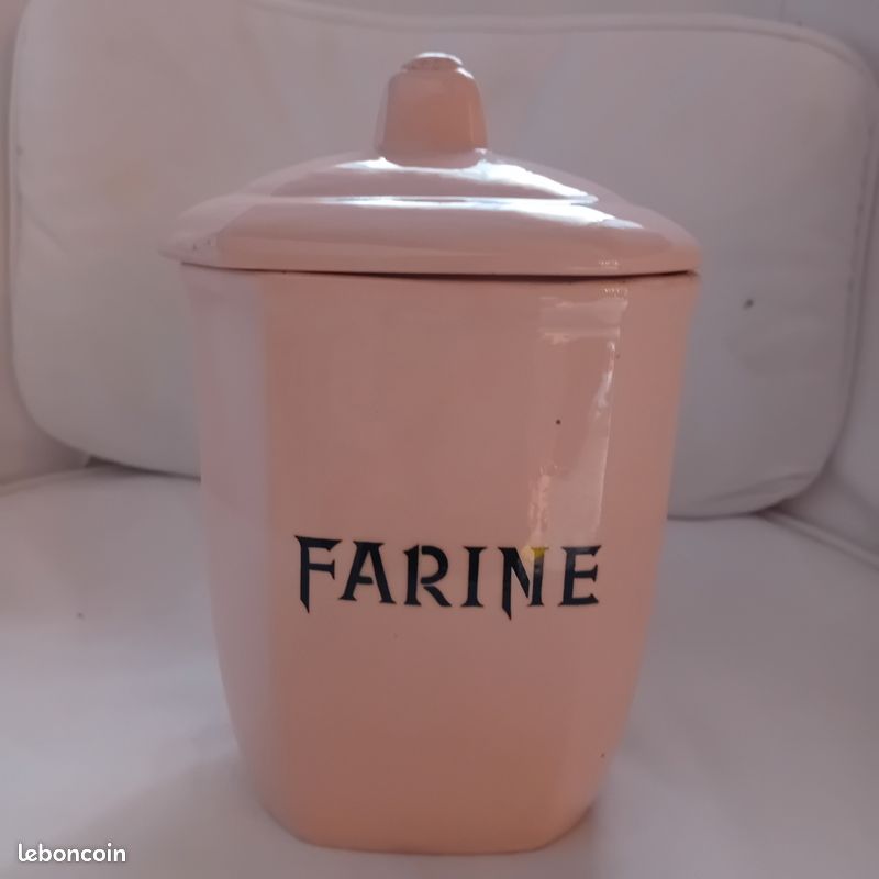 Série de pot de cuisine faïence Digoin Sarguemines de Type Beaujeu rose-crème (image 2)