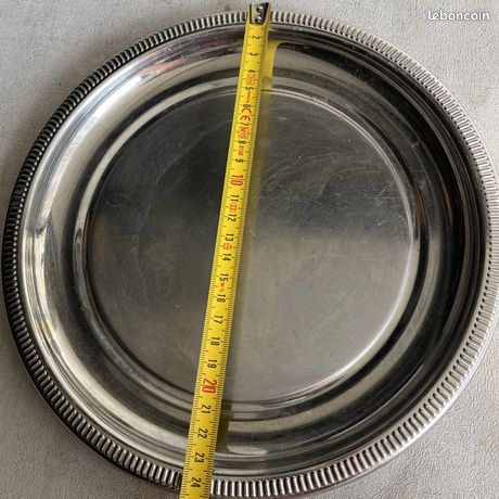 PLAT INOX JEAN COUZON : ANCIEN GRAND PLAT CREUX ROND en INOX 18/10 - Arts de la table