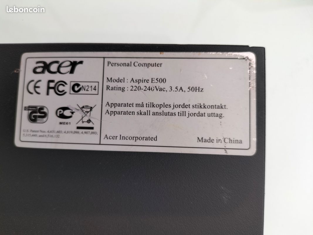 2 TOURS ACER ASPIRE WINDOWS 7 et XP en Panne + Boîte à Musique LABTEC + ÉCRAN/ CLAVIER ( Au Choix possible) (image 6)