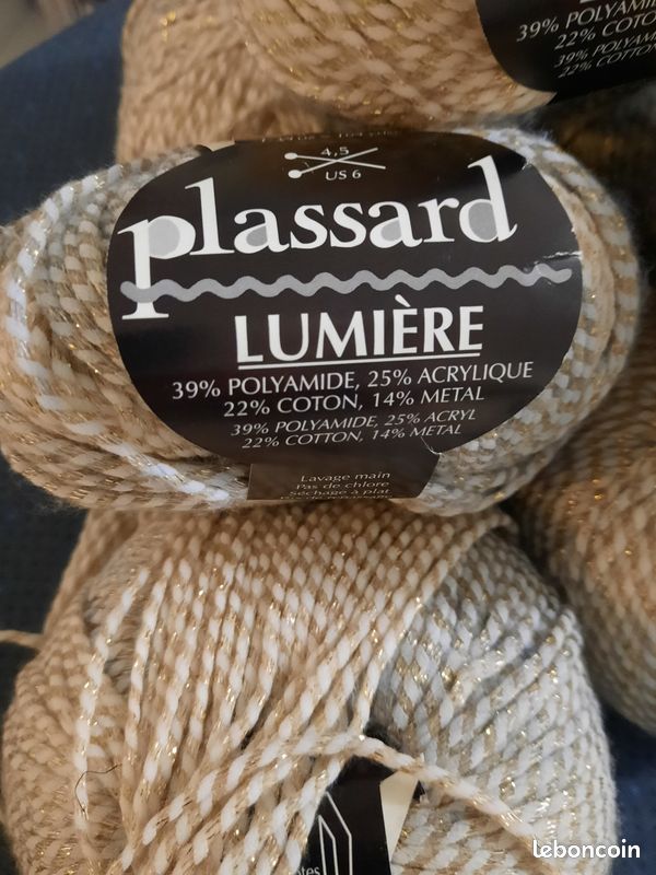 Lot De 10 Pelotes De Fil Plassard Acrylique - Couleur Beige Foncé/brun, Aiguille 3.5