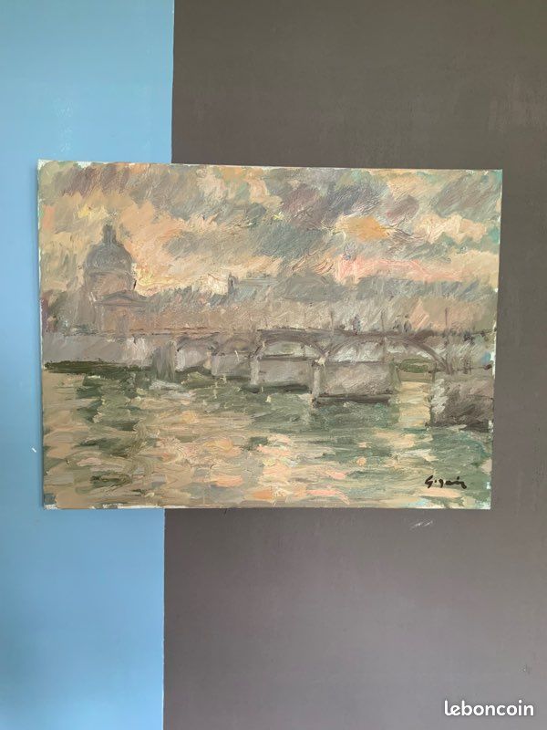 Huile sur toile, Paris le pont des Arts signée Pierre Gogois (image 4)