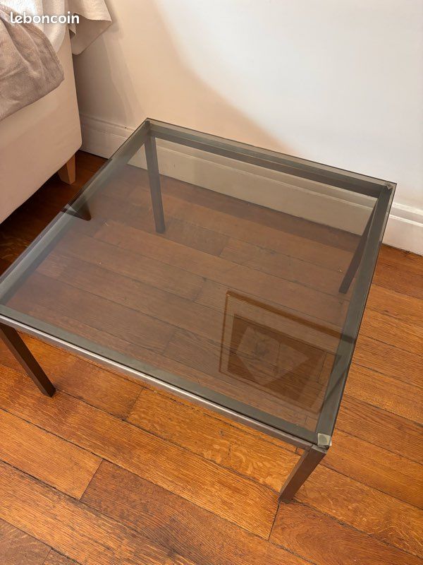 Table basse chromé et verre fumé années 1970 (image 5)