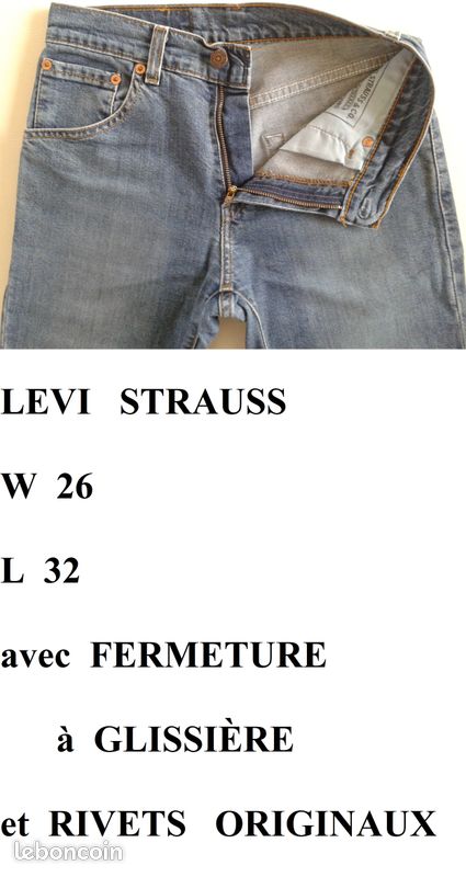JEAN Levi Strauss W26 L32 avec fermeture à glissière et rivets originaux - bleu moyen (image 3)