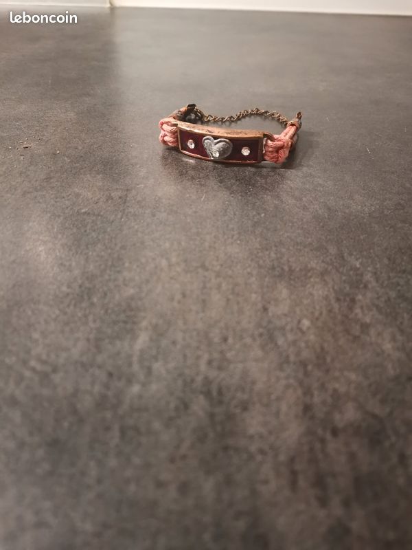Bracelet cadeau femme cœur strass saumon (image 6)