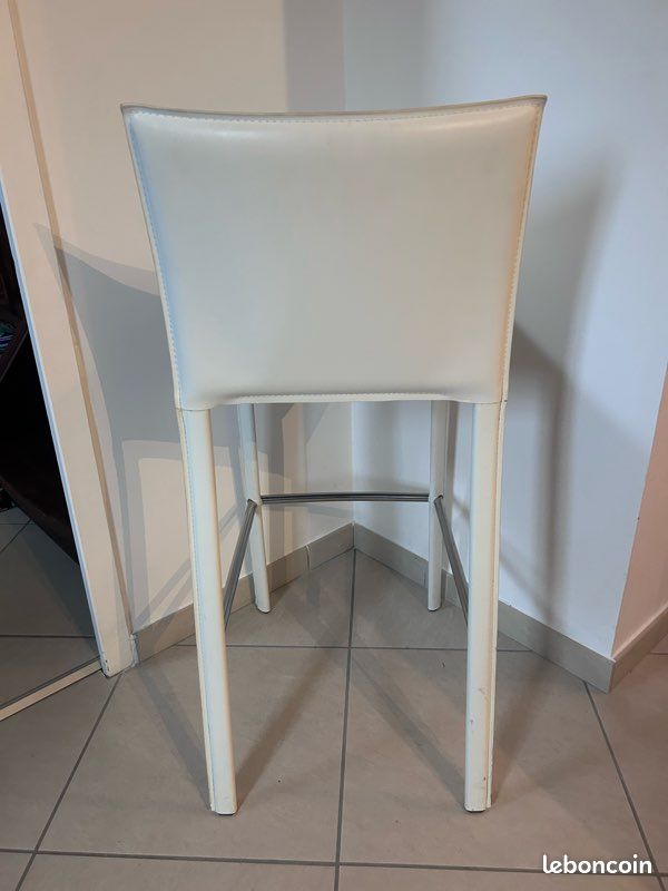 Tabouret de bar avec dossier – blanc et structure métal (image 6)