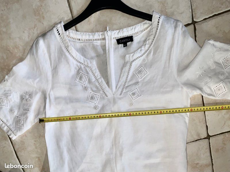 Robe blanche brodée marque Caroll Taille 42 (image 6)