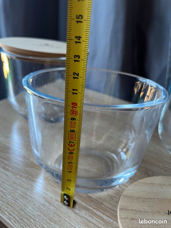 Lot 3 pots en verre couvercle bois (image 3)