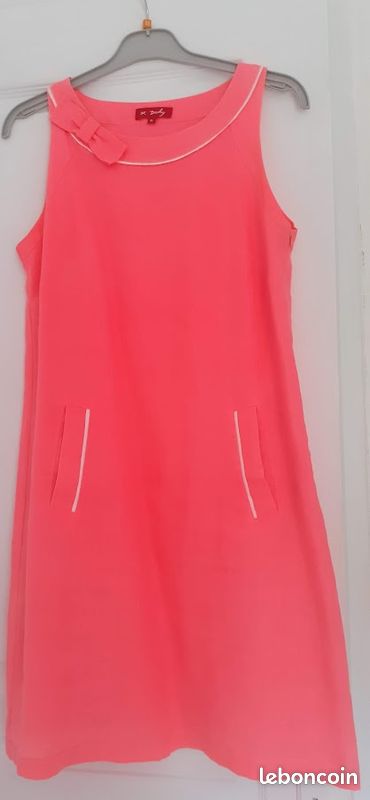 Robe corail en lin (image 1)