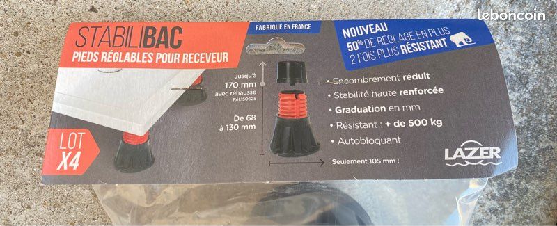 Lot (*2)de 4 pieds receveur stabilibac 68 à 130 - lazer (image 1)