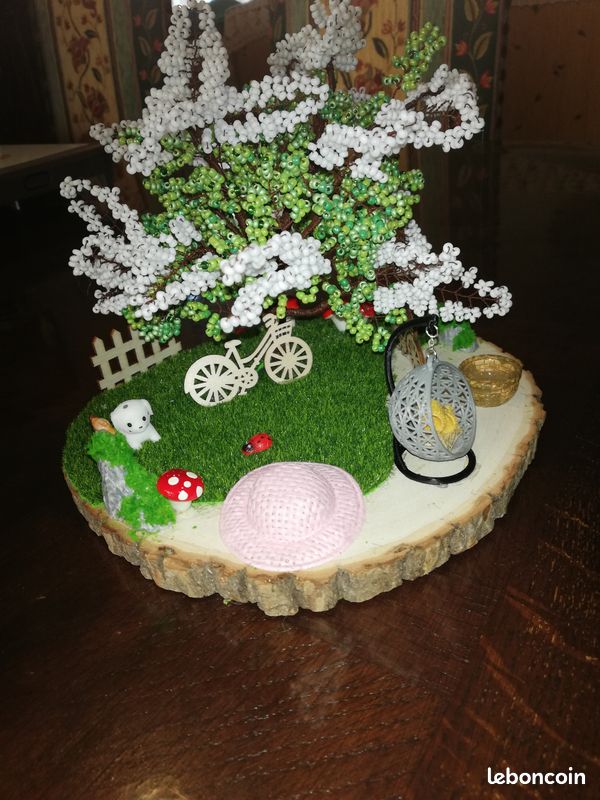 Arbre en perles de rocaille un Lilas Blanc (image 1)