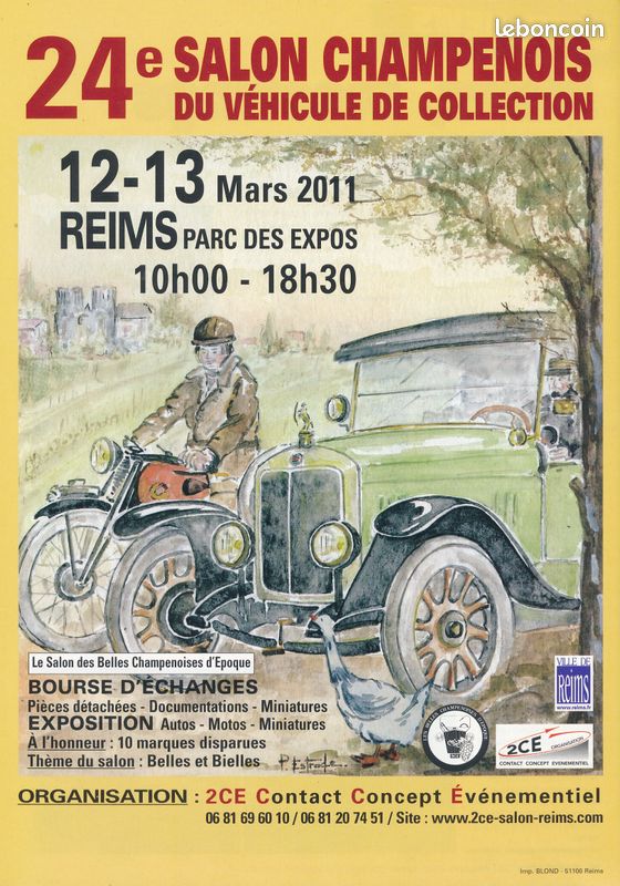 Ancienne Publicite (2011) : Reims, 24° Salon Champenois du véhicule de collection, 12 et 13 mars, Parc des Expositions (image 1)