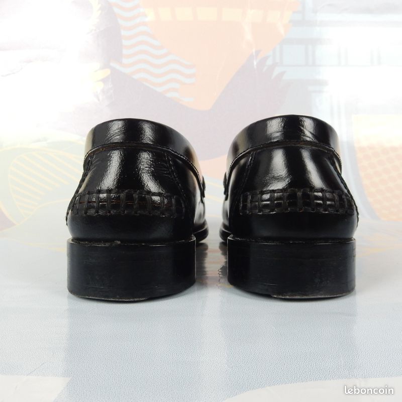 Vintage Rubivo 38 mocassins low boot black leather cuir noir segs fashionable (image 5)