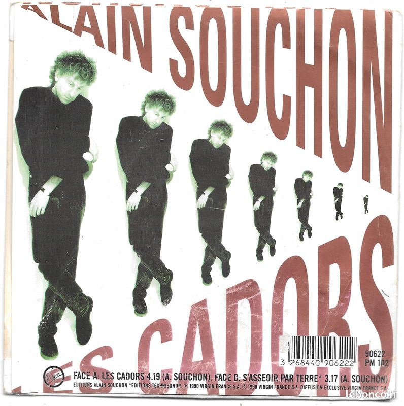 Alain Souchon : S'asseoir Par Terre / Les Cadors [En Public] [Vinyle 45 Tours 7"] 1990 (image 4)