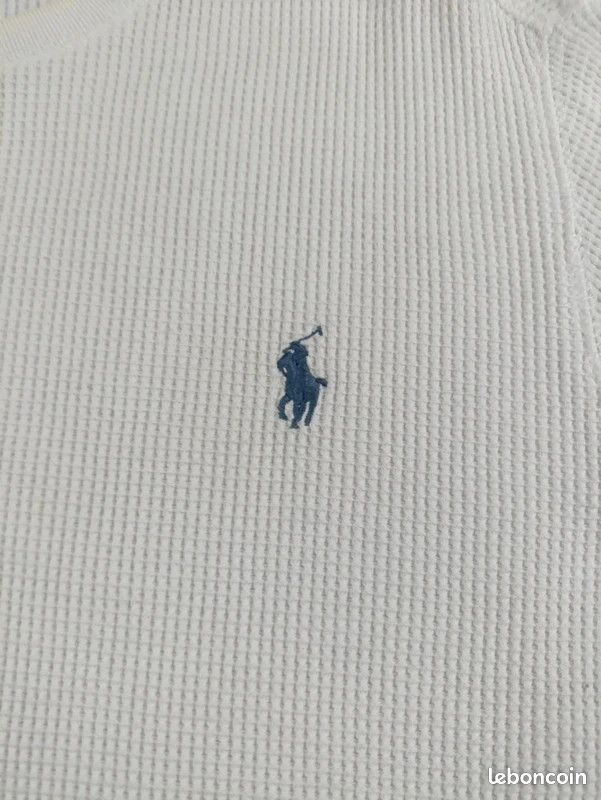 Pull / Sweat col rond Ralph Lauren blanc taille XL pour homme logo brodé, coupe unisexe (image 5)