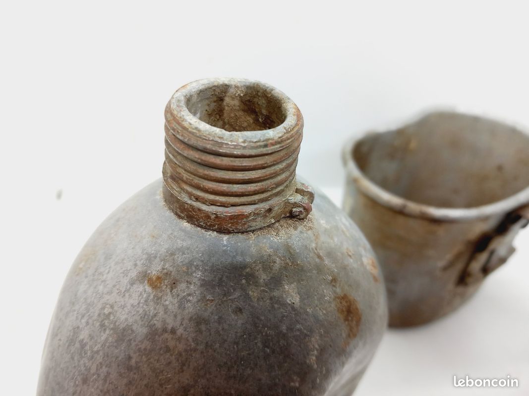 Gourde US WW1 avec Son Quart Modele M1910 Précoce Faite D Une Pièce Militaria (image 11)