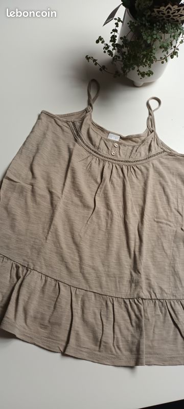 Top à bretelles beige (image 1)