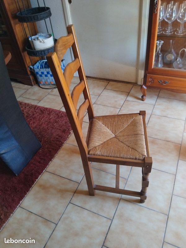 Lot 6 chaises bois paille type venezzia (image 2)
