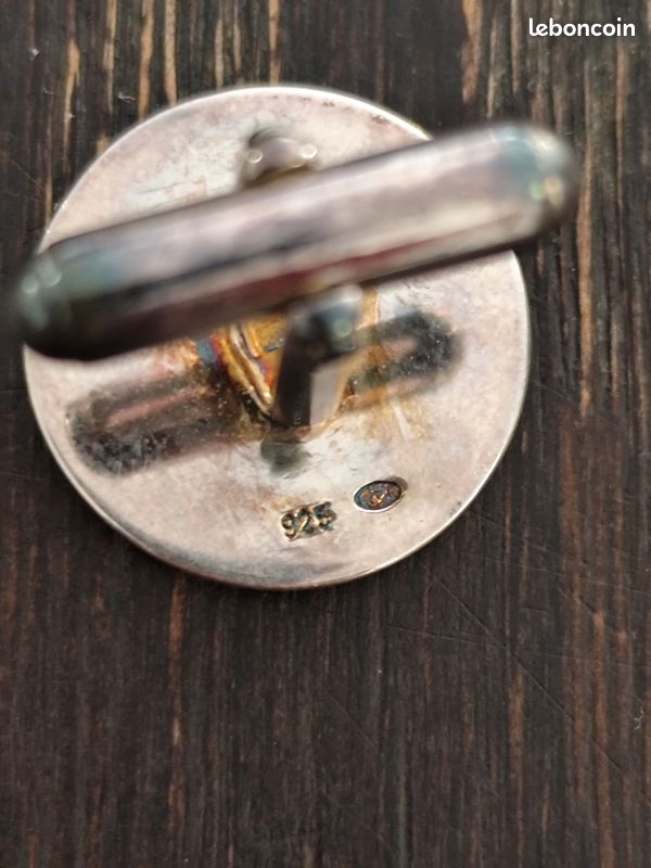 Boutons De Manchette Vintage Argent 925 Rhodié – Style Industriel, Poinçonné, 16mm