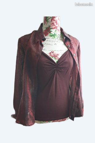 Chemisier Vintage Cacharel En Lin - Taille 46 - Rose Pâle - Occasion Très Bon état