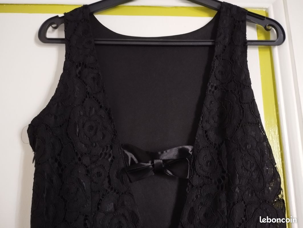 Robe Noire Doublée Dentelle TALBOTS Taille 12 - Neuve Avec étiquette, En Coton/acétate/nylon, Coupe Droite