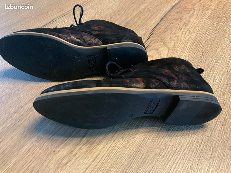 Chaussures Plates Femme Rokynori Taille 38 Rouge - Cuir, Système Confort, état Très Correct