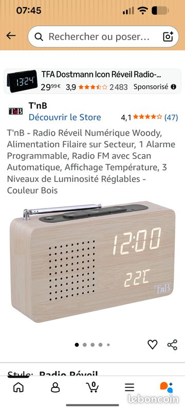 Radio réveil impression bois (image 3)