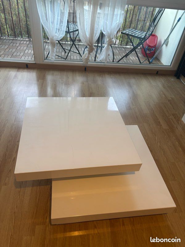 Table basse pivotante blanc laqué (image 3)
