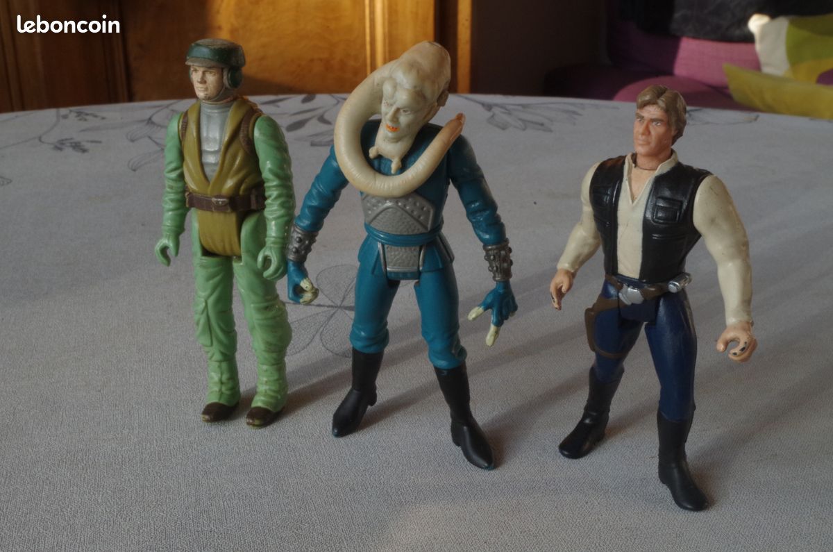 Lot 3 Figurines STAR WARS, Endor Rebel COMMANDO, Han SOLO, Bib FORTUNE. , (image 1)
