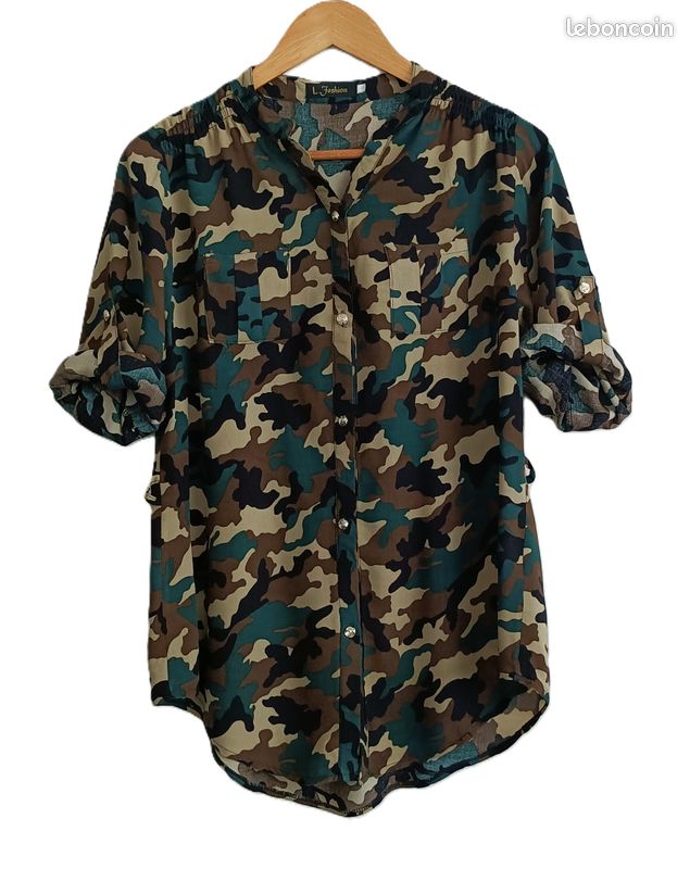 Chemise De Pêche Mossy Oak Homme Manches Courtes Camouflage Marron - Taille L - Neuve
