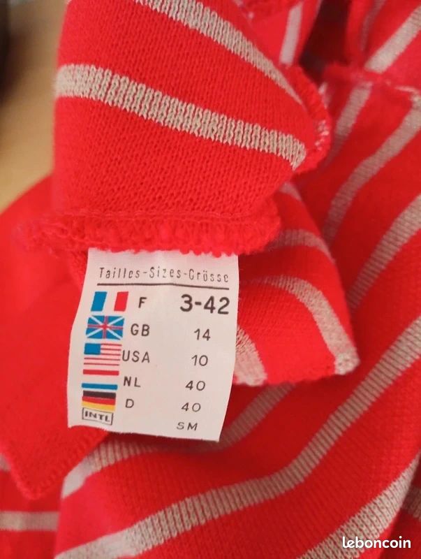Gilet Zippé Vintage Saint James Rouge Taille 42 (FR 3) - Laine, Excellent état, Fabriqué En France