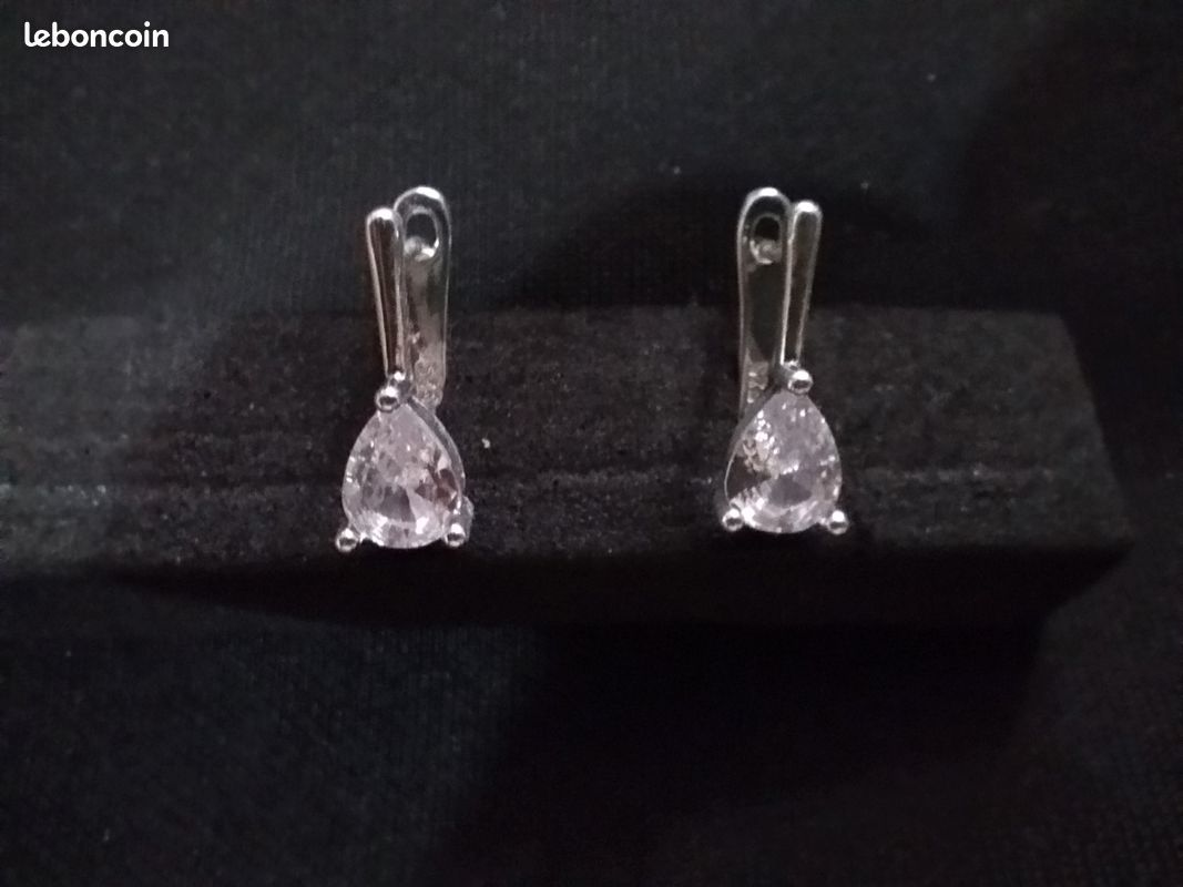 Paire De Boucles D'oreilles En Argent 925 Pour Femme - Style Puces, Fermoir Tige Poussette, Couleur Argenté
