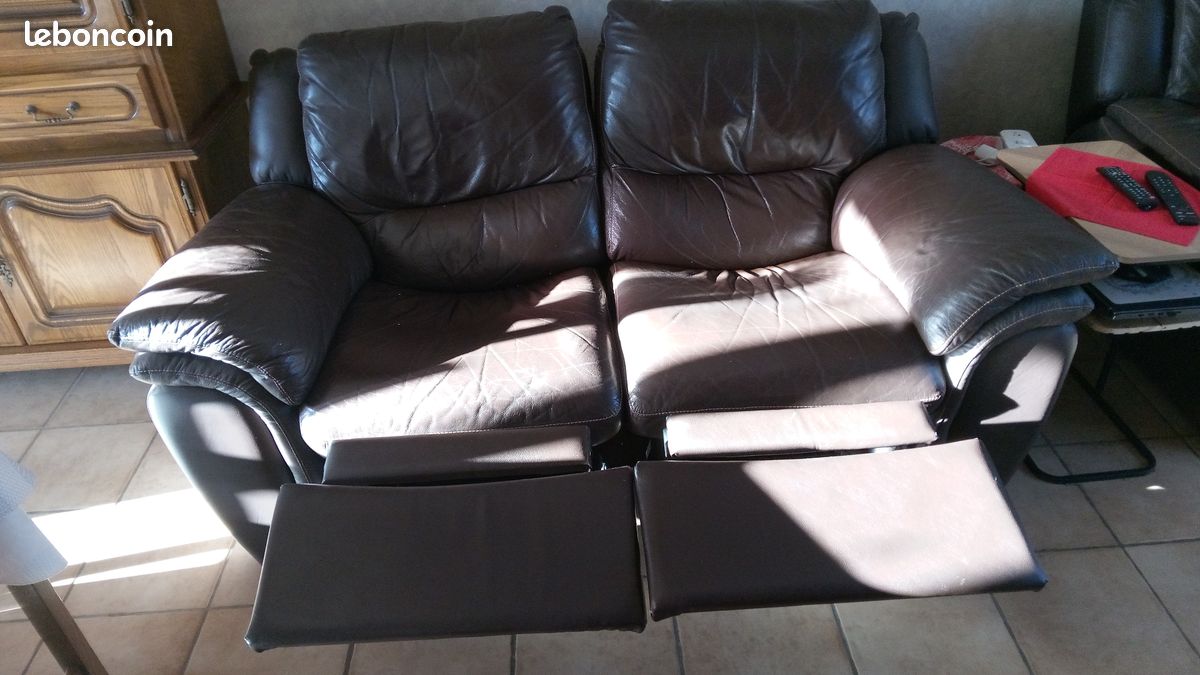 Vend 2 canapé relax cuir (image 2)