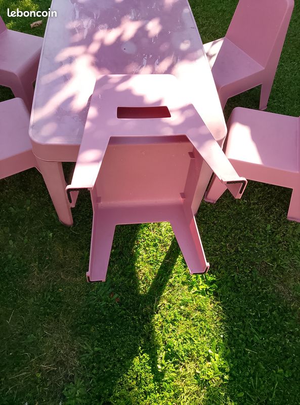 Salon de Jardin Enfants : 1 Table Démontable + 6 Chaises Empilables (image 4)