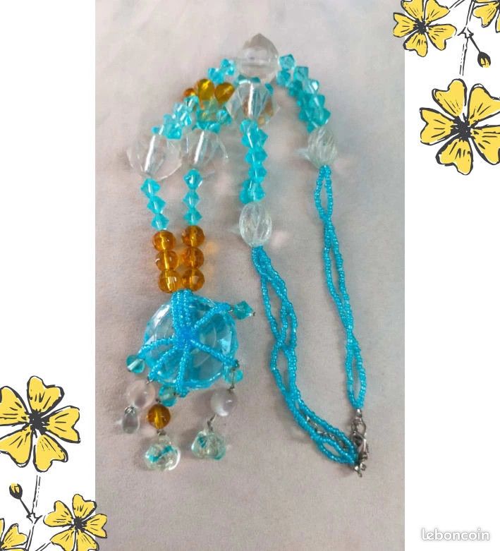Collier Fantaisie Pierre Collier LA LOOP En Pierre Turquoise Avec Anneau Porte-lunettes - Style Bohème Et Original Anneau Porte Lunettes Collier Fantaisie Pierre Collier LA LOOP En Pierre Turquoise Avec Anneau Porte-lunettes - Style Bohème Et Original Anneau Porte Lunettes