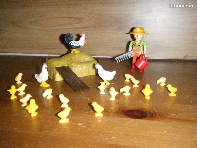 Lot Playmobil : 5 Poules Et 2 Poussins - Figurines Animaux Ferme, Occasion Bon état