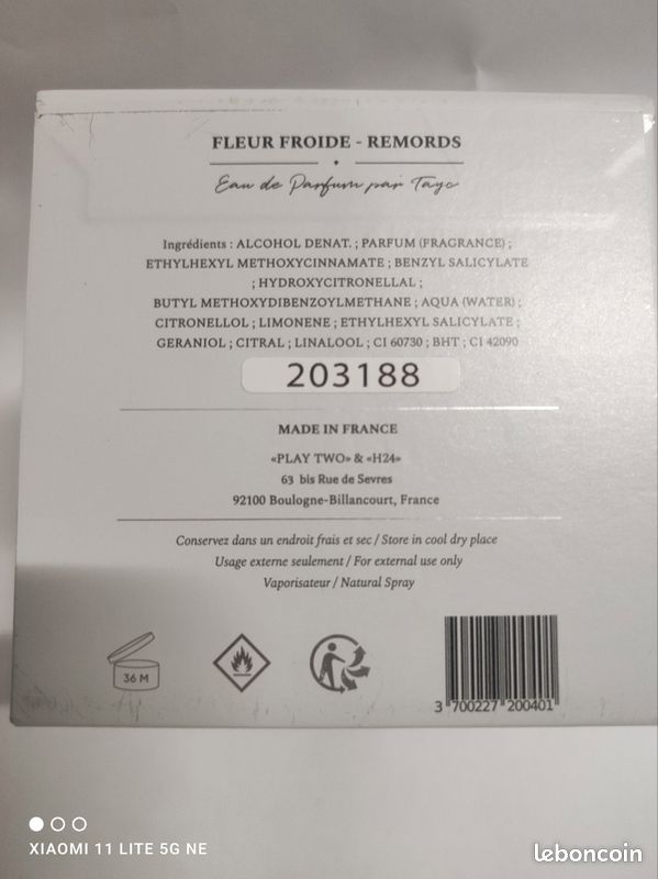 Parfum TAYC Remords Fleur Froide - Eau De Parfum Femme 50 Ml, Neuf, Fabriqué En France