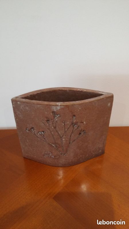 Très Joli Vase En Céramique Décor Herbiers Anthony Pitot Vintage (image 4)