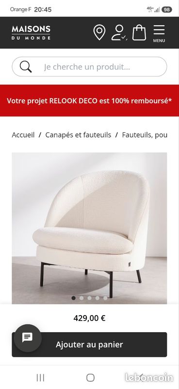Fauteuil neuf Maisons du Monde (image 4)