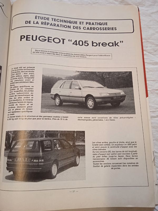 Revue technique carrosserie Peugeot 405 break - Équipement auto