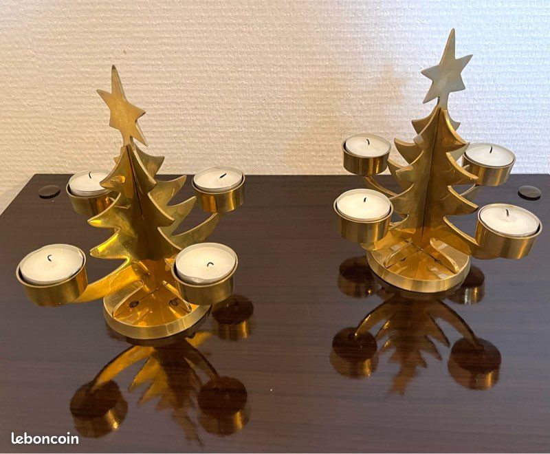 Lot De 4 Porte-Bougies / Bougeoirs Noirs Dorés - Style Verre à Vin - Pour Bougies Bâton - Décoration Noël, Fête, Table