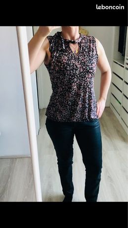 Débardeur Blanc Femme Taille 38/40 - Léger, En Polyester/viscose, Occasion Très Bon état