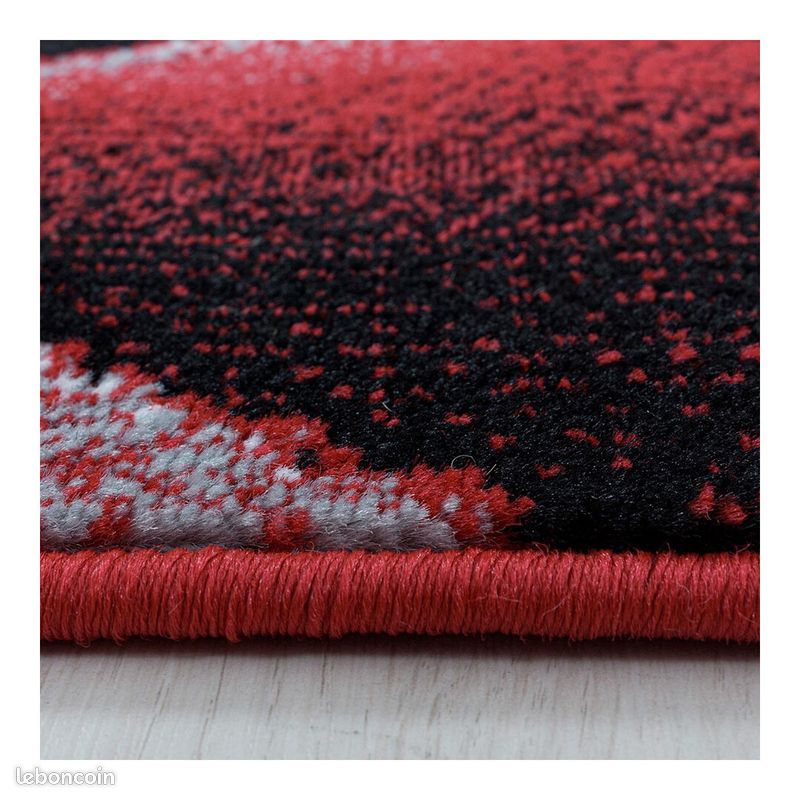 Tapis design graphique à courtes mèches Choucas Rouge 80x250 (image 4)