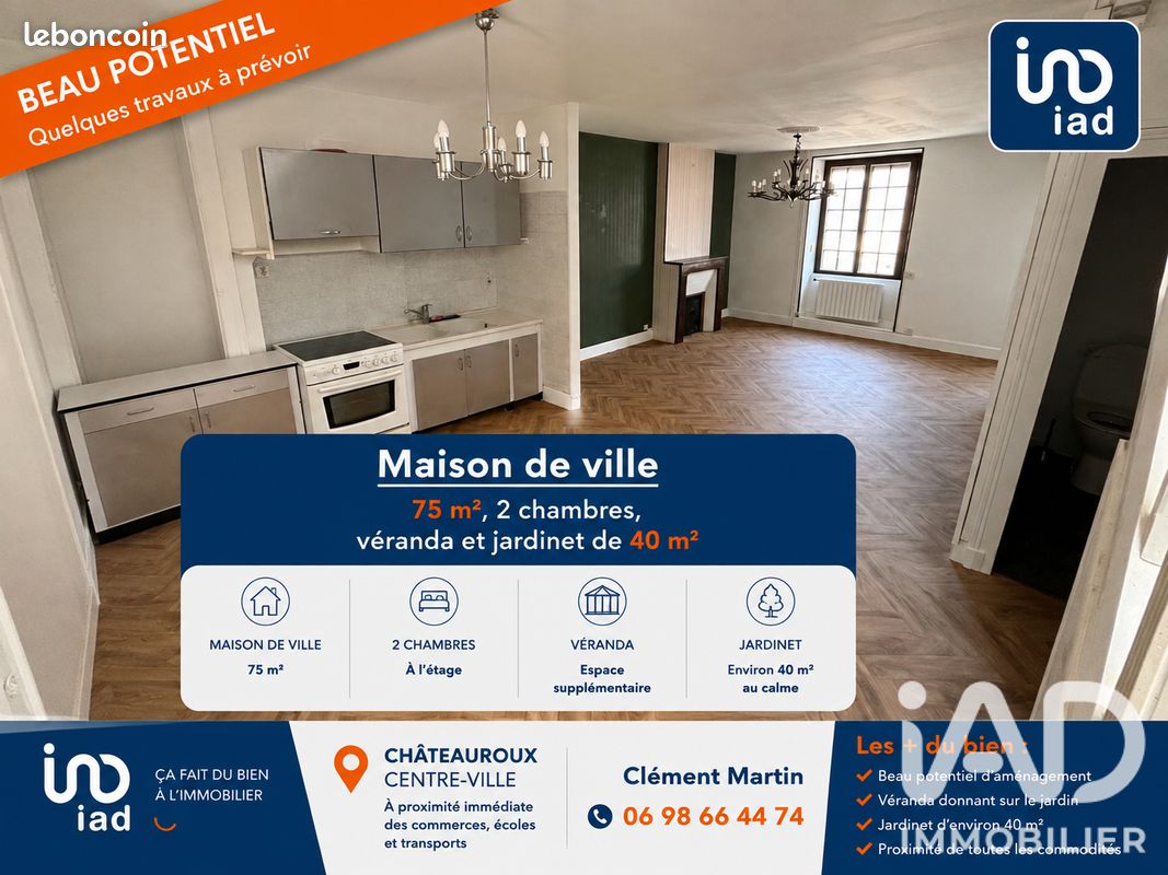 Maison 4 pièces 75 m² · à Châteauroux · 75 m² · 88 000 €